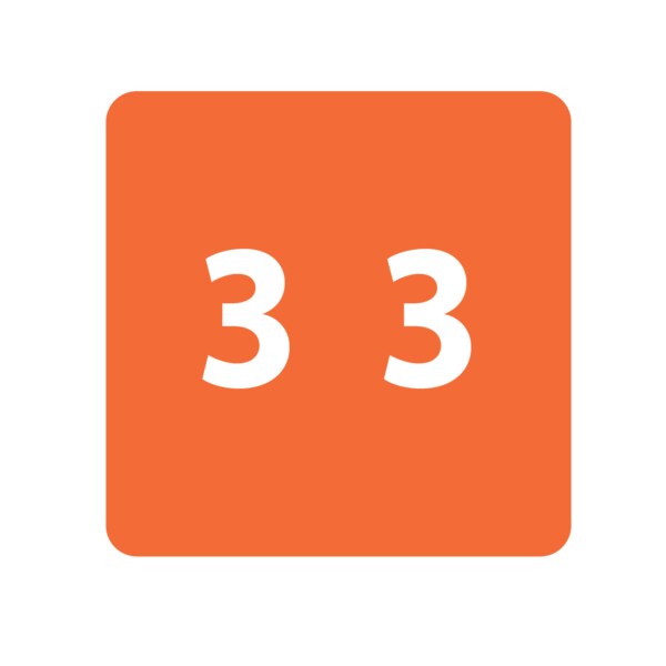 Nevs Ames - Filing Labels - Large - Number 3 1-7/8" x 1-7/8" Orange XN-JL-3 - main